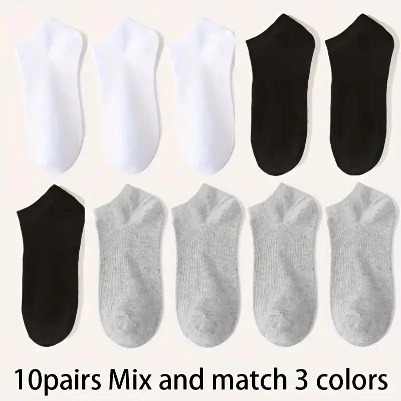 5/10-Pack Unisex Comfort-Fit Ankle Socks