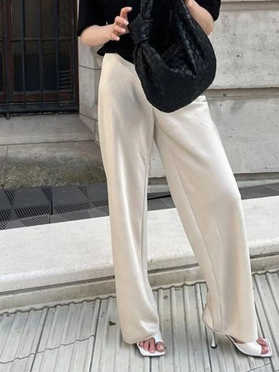 Women's Elegant Satin Dress Pants