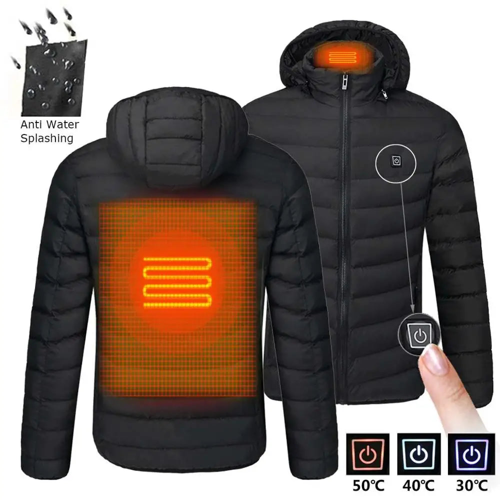 Men's USB Heated Winter Parka Jacket
